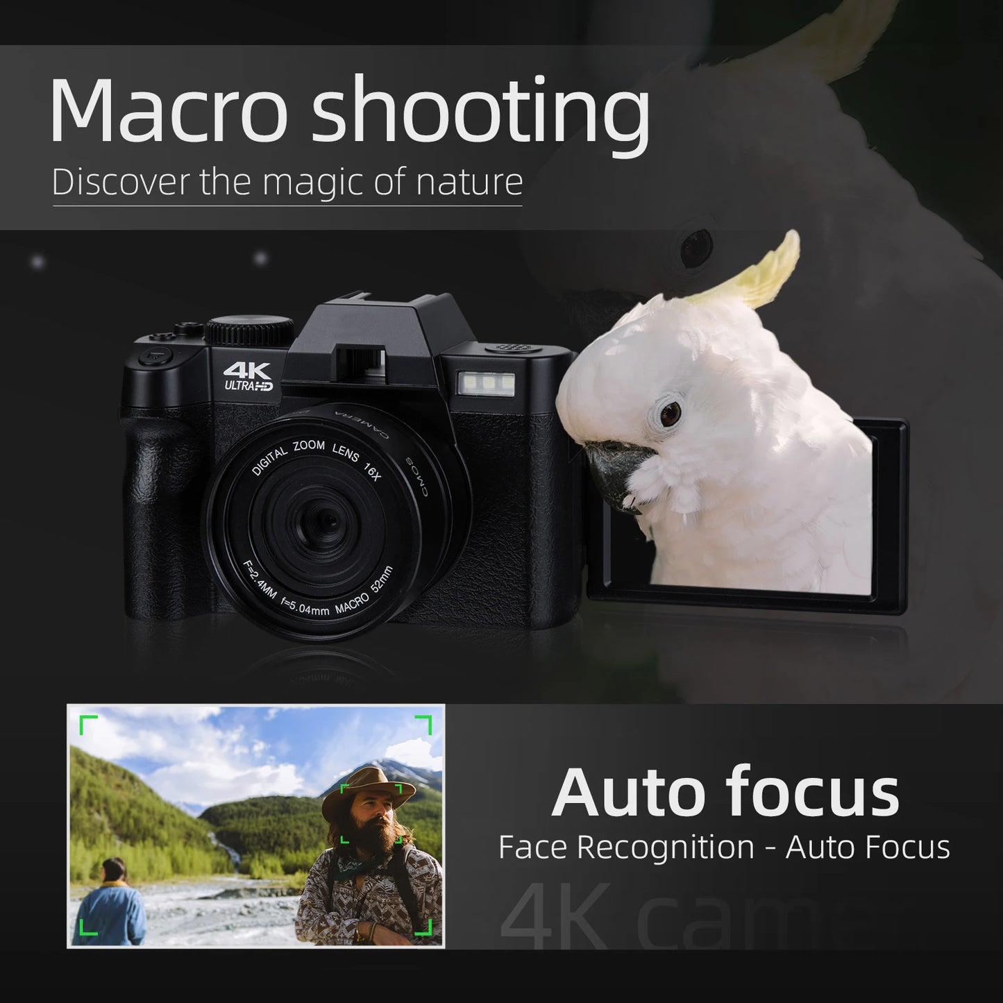 G-Anica ,Digital Camera for Photography and Video, 4K 48MP Vlogging Camera for with 180° Flip Screen,16X Digital Zoom