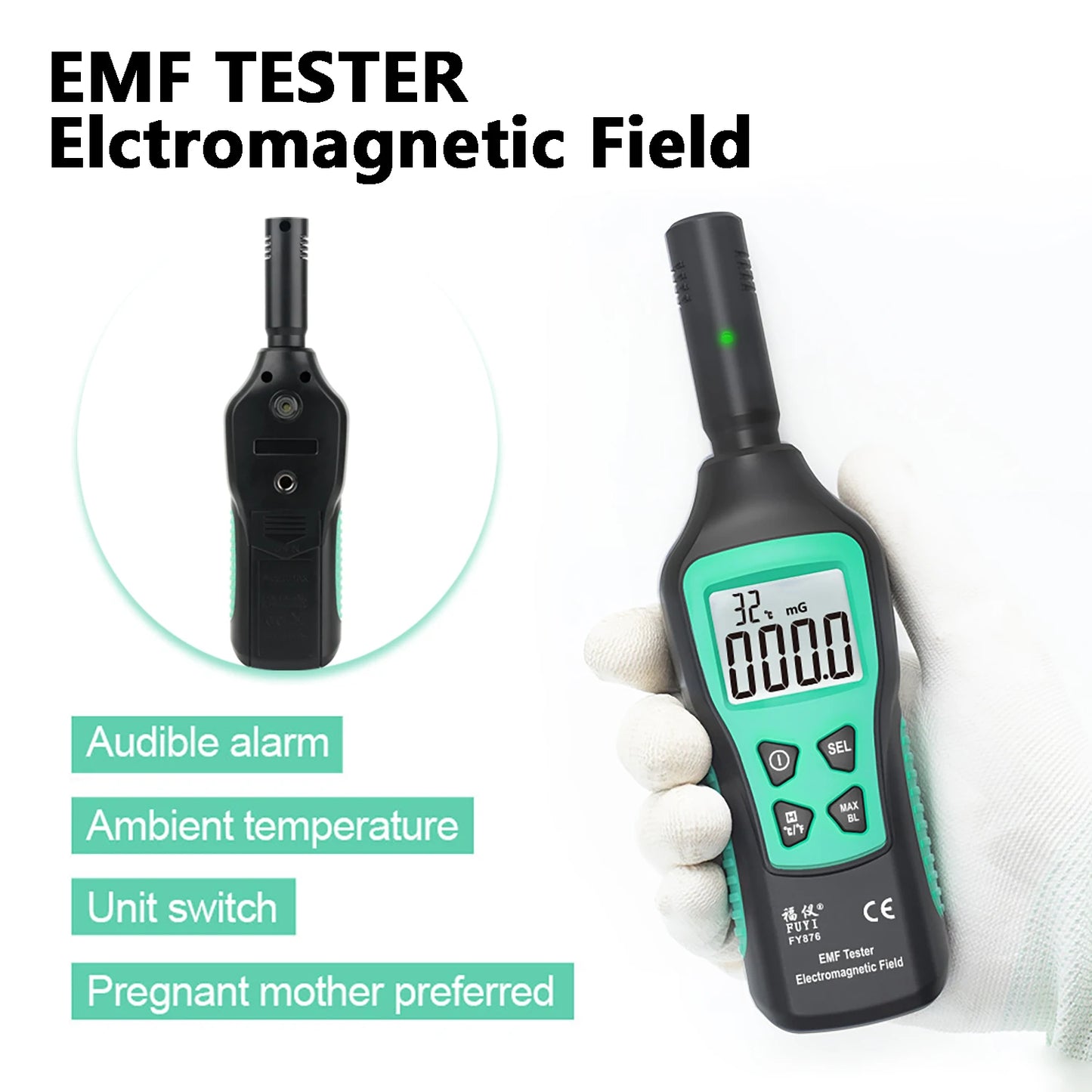 High Precision Electromagnetic Radiation Detector Wave Radiation Tester Monitor Digital LCD Display EMF Meter for Ghost Hunting