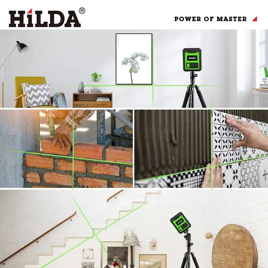 Hilda 2 Mini Lines Laser Level Self Levelling Green Beams Laser Horizontal & Vertical Cross-Line