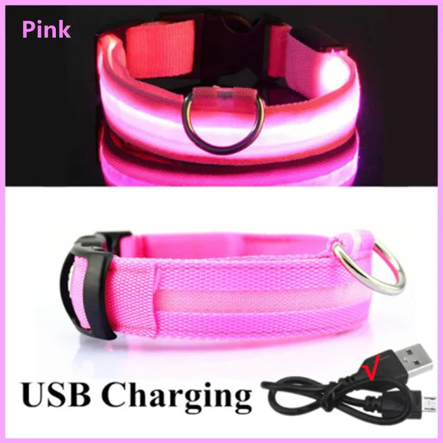 LED Glowing Dog Collar Adjustable Flashing Rechargea Luminous Collar Night Anti-Lost Dog Light HarnessFor Small Dog Pet Products