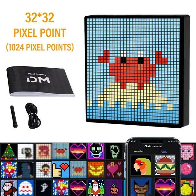 LED Pixel Display APP Control Programmable Night Light DIY Text Pattern Animation For Home Decoration, Bedroom, Game Room, Bar