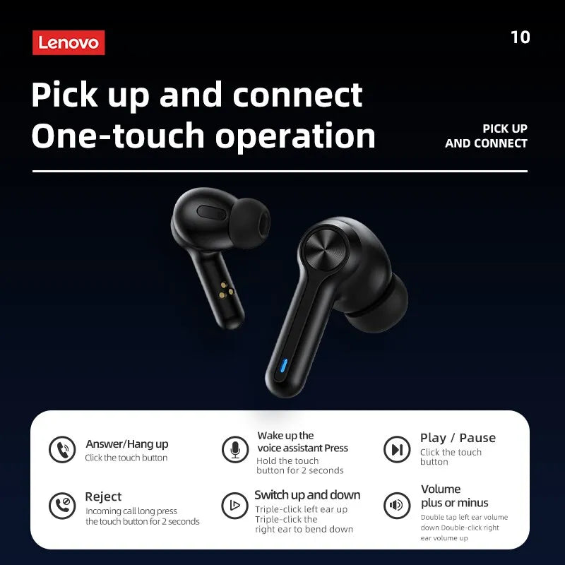 Lenovo LP3 Pro Earphones TWS Bluetooth 5.0 Wireless HIFI Music Headset Display 1200mAh Battery Headphones Gaming Earbuds