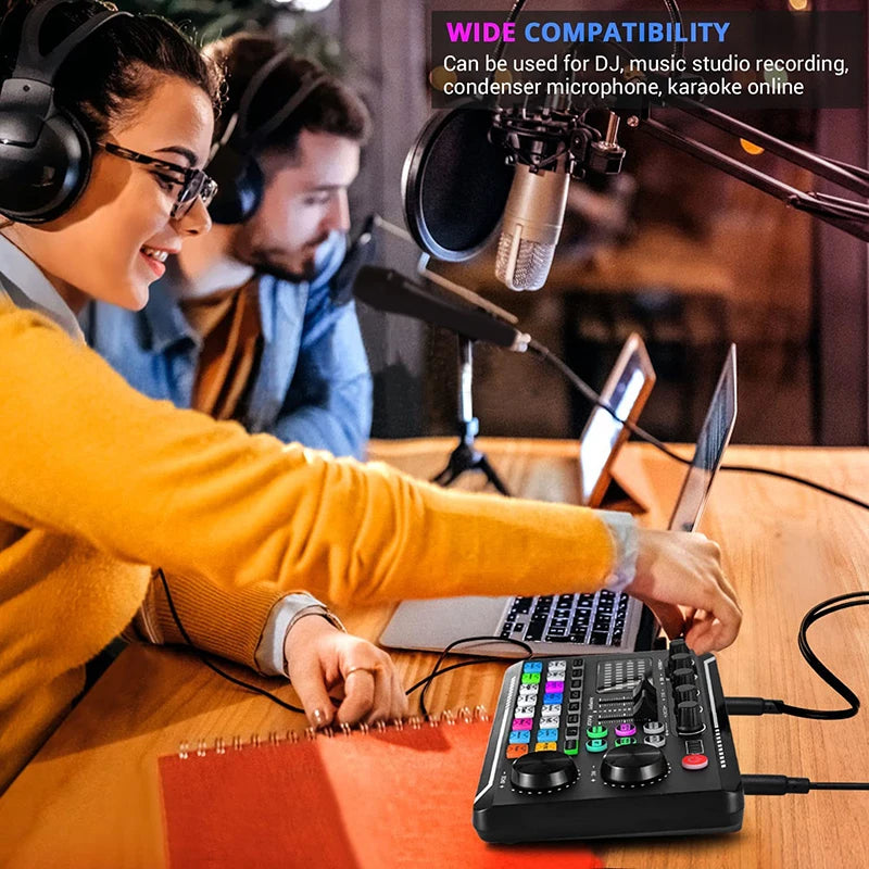 Live Sound Card and Audio Interface with DJ Mixer Effects and Voice Changer,Bluetooth Stereo Audio Mixer,for Youtube Streaming