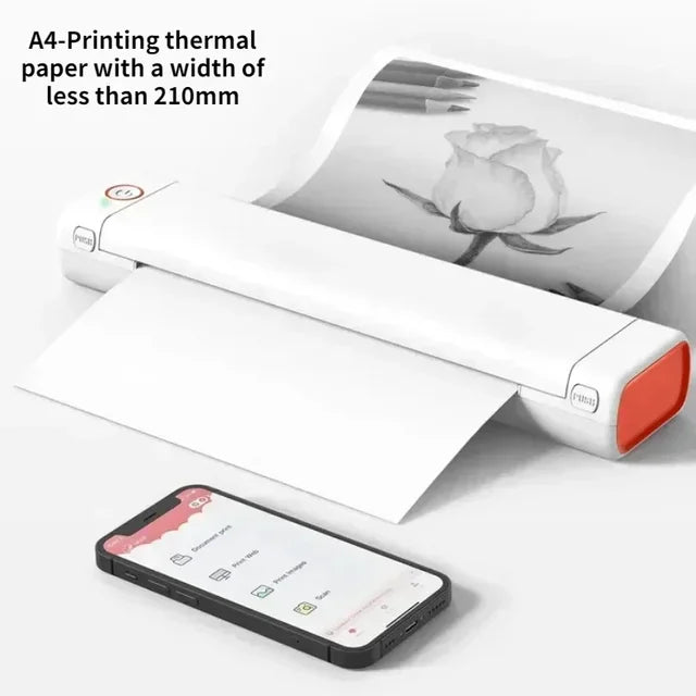 M08F A4 Portable Thermal Printer 8.26"x11.69" A4 Thermal Paper Wireless Mobile Travel Printer Android iOS Laptop Printer