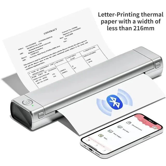 M08F A4 Portable Thermal Printer 8.26"x11.69" A4 Thermal Paper Wireless Mobile Travel Printer Android iOS Laptop Printer