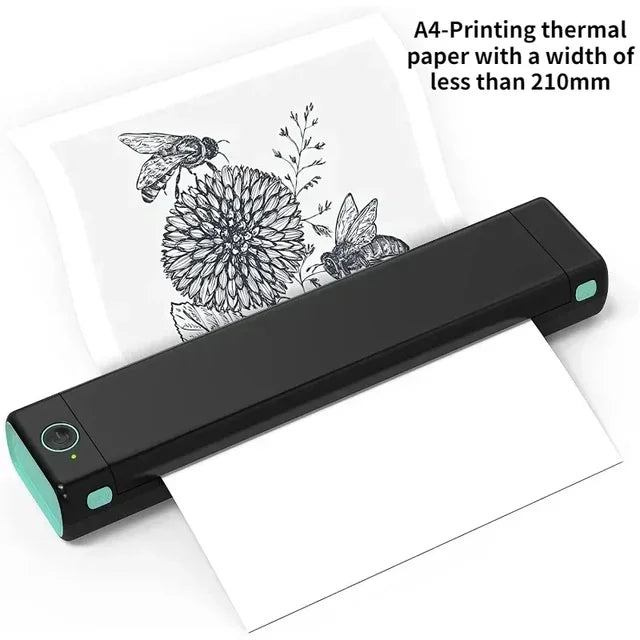 M08F A4 Portable Thermal Printer 8.26"x11.69" A4 Thermal Paper Wireless Mobile Travel Printer Android iOS Laptop Printer