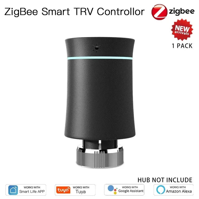 MOES ZigBee3.0 TRV Tuya Radiator Actuator Valve Smart Programmable Thermostat Temperature Heater Control Alexa google home voice