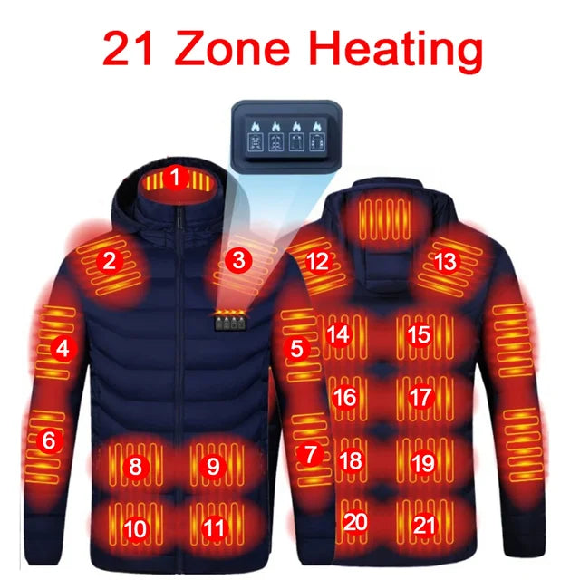 Men 21 Areas Heated Jacket USB Electric Heating Vest For women Winter Outdoor Warm Thermal Coat Parka Jacket NEW Cotton jacket