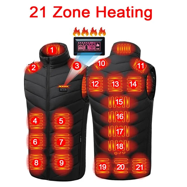 Men 21 Areas Heated Jacket USB Electric Heating Vest For women Winter Outdoor Warm Thermal Coat Parka Jacket NEW Cotton jacket