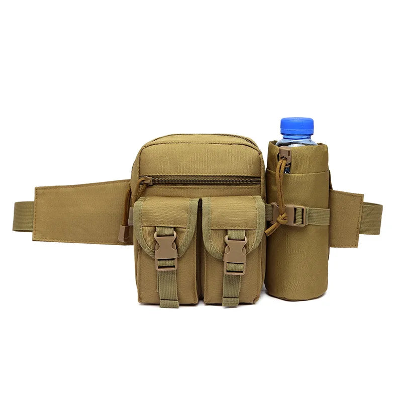 Men Tactical Waist Pack Nylon Hiking Water Bottle Phone Pouch Outdoor Sports Army Military Hunting Climbing Camping Belt Bag