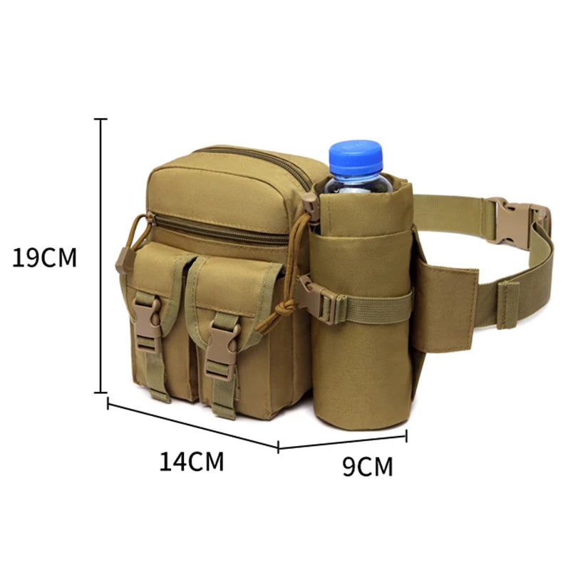 Men Tactical Waist Pack Nylon Hiking Water Bottle Phone Pouch Outdoor Sports Army Military Hunting Climbing Camping Belt Bag