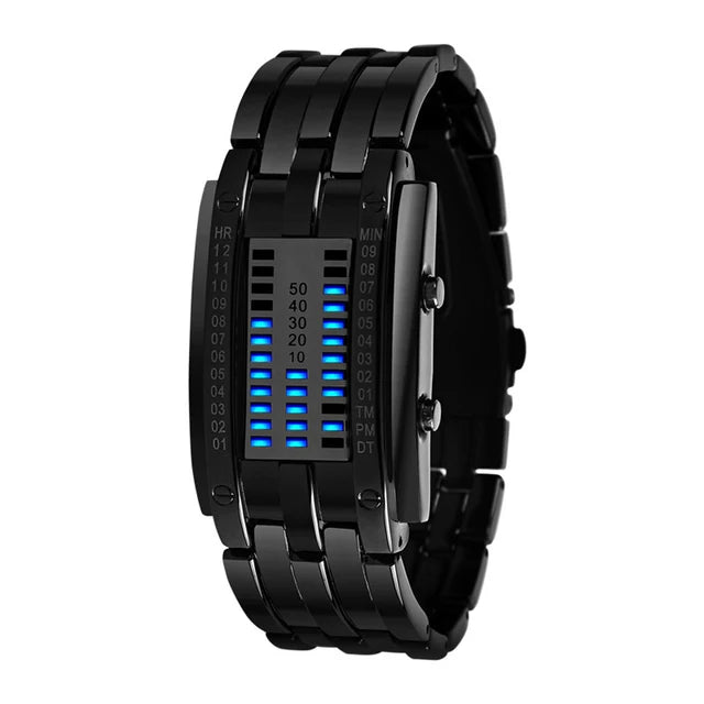 Men Watch Luxury Lover Wristwatch Waterproof Women Stainless Steel Watch Binary Fashion LED Display Male Electronic Sport Watch