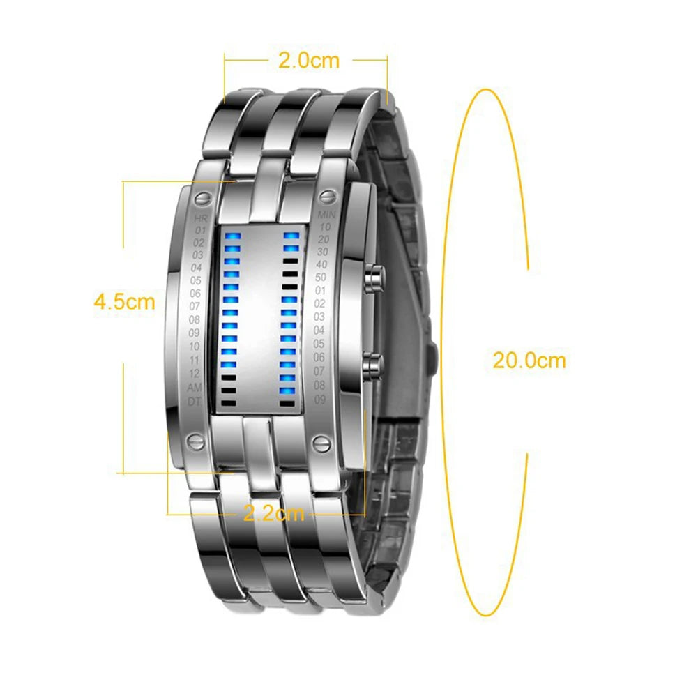 Men Watch Luxury Lover Wristwatch Waterproof Women Stainless Steel Watch Binary Fashion LED Display Male Electronic Sport Watch