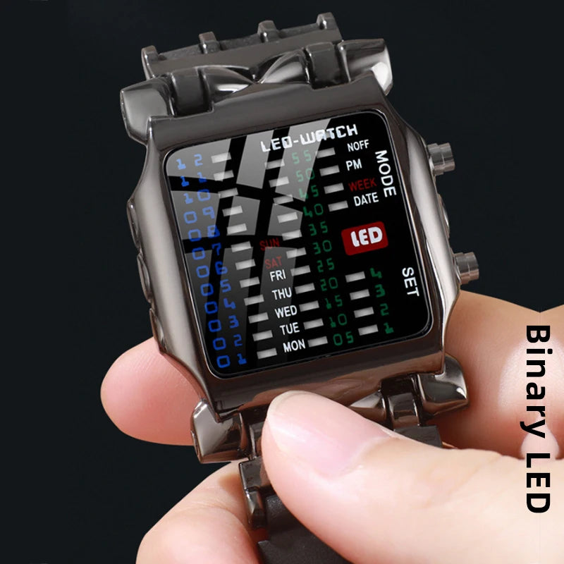 Military Men Watches Creativity Binary Program Waterproof Electronic Clock Sports Watch Men Digital Writwatch Relogio Masculino