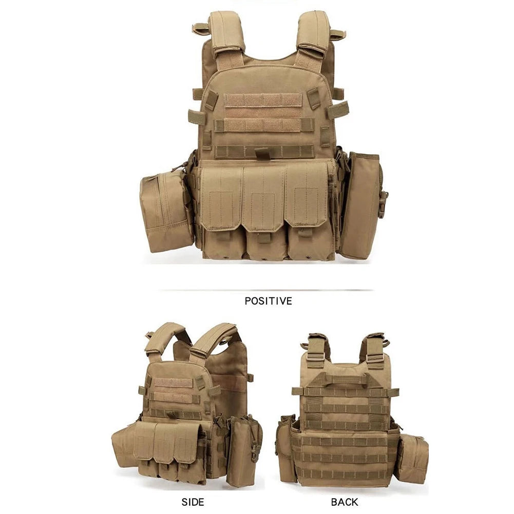 Military Vest Airsoft Tactical Vest Camouflage Plate Carrier Vest Hunting Vest Army Combat 6094 Pouch Paintball Military Vest