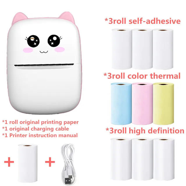 Mini Printer Portable Label Printer Sticker Wireless Inkless Self-adhesive Thermal Printer Impresora Portatil IOS Android