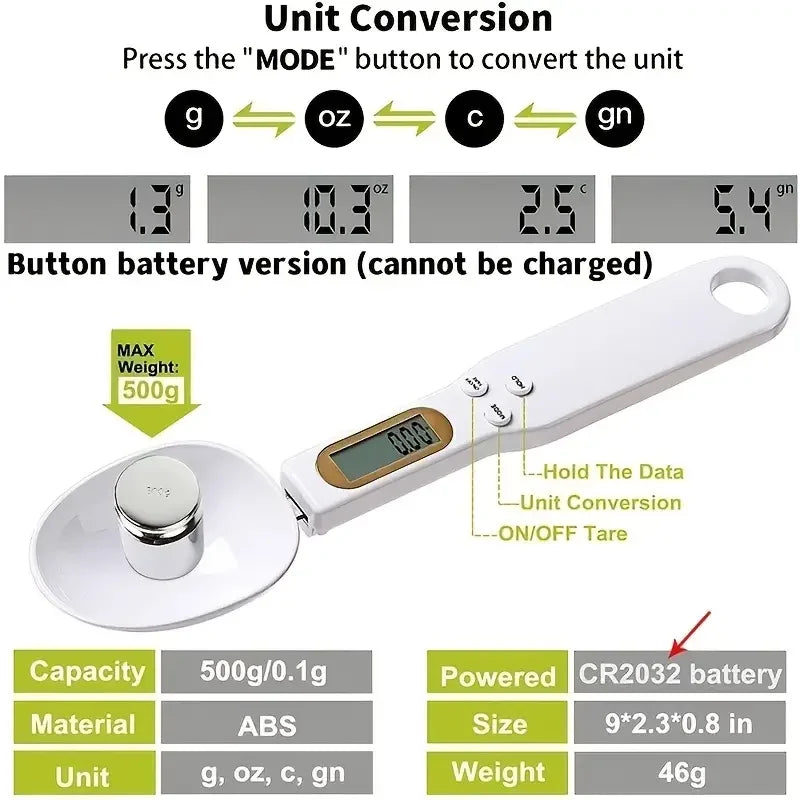 Mini Spoon Scale Digital Kitchen Scale Electronic LCD Food Scale 0.1-500g Cooking Flour Milk Coffee Powder Weight Measure Spoon