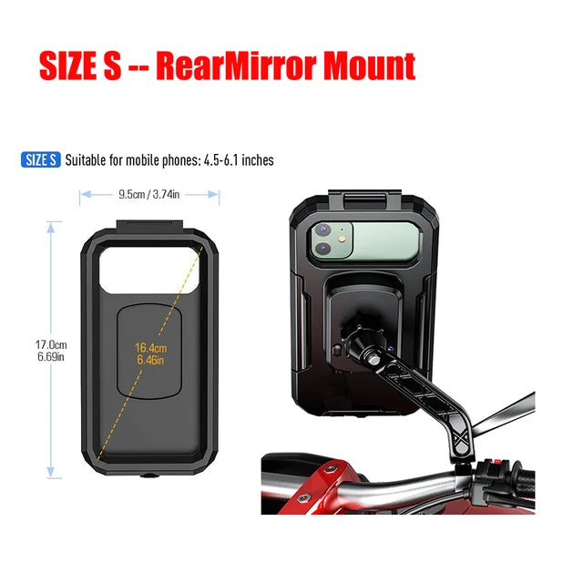 Motorcycle Phone Mount Holder Waterproof Phone Holder for Bike/Bicycle/Motorcycle Handlebar Mount Rearview Mirror Touch-Screen