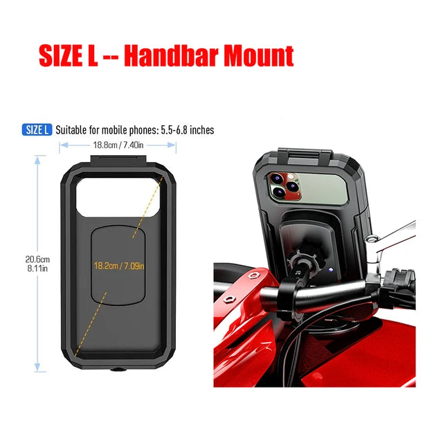 Motorcycle Phone Mount Holder Waterproof Phone Holder for Bike/Bicycle/Motorcycle Handlebar Mount Rearview Mirror Touch-Screen