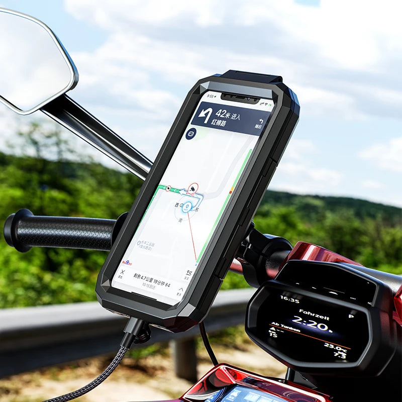 Motorcycle Phone Mount Holder Waterproof Phone Holder for Bike/Bicycle/Motorcycle Handlebar Mount Rearview Mirror Touch-Screen