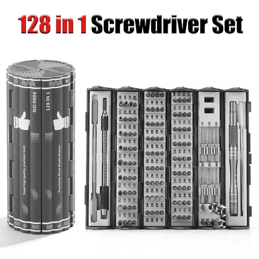 Multi Functional Screwdriver Set 128 in 1 Portable Precision Hand Screw Drivers Kit New Style Folding Home PC Phone Repair Tools