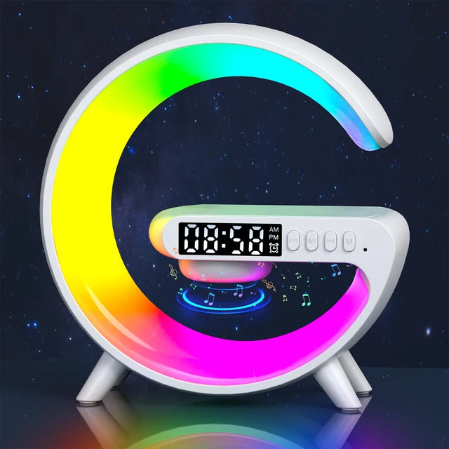 Multifunction Wireless Charger Pad Stand Speaker TF RGB Night Light 15W Fast Charging Station for iPhone Samsung Xiaomi Huawei