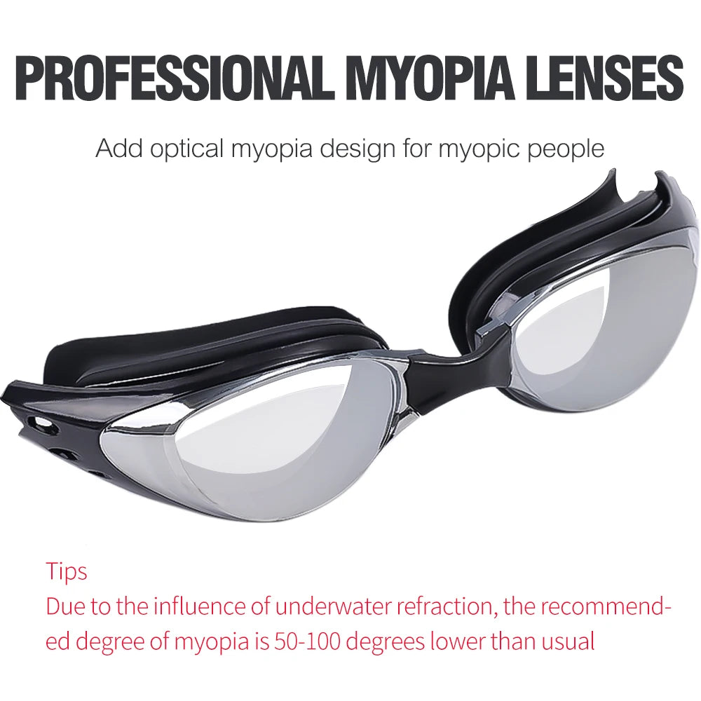 Myopia Swimming Goggles -1.0~-9.0 Anti Fog Waterproof Swimming Goggles Myopia Eyewear Stylish Plating Goggles Swimglasses Unisex