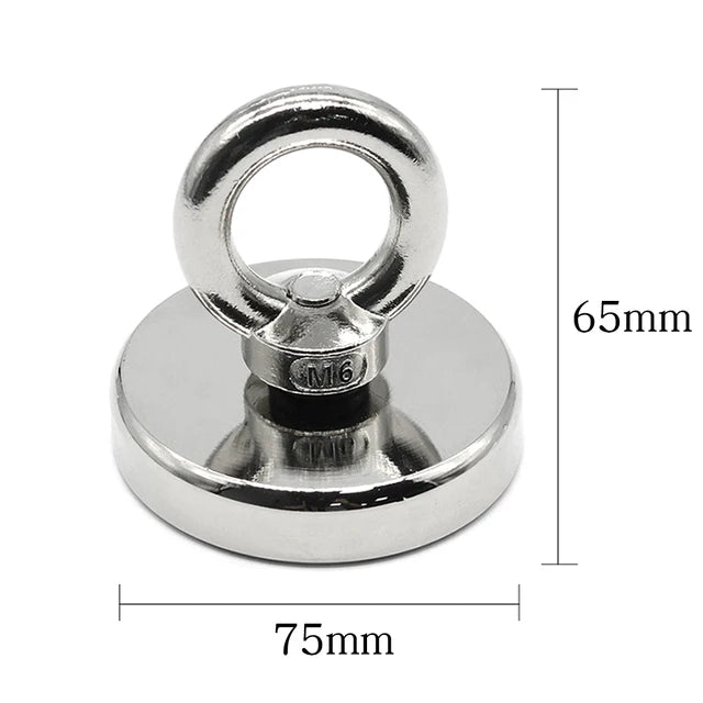 N52 Salvage Magnet Heavy Duty Search Magnets Strong Neodymium Magnet Deep Sea Fishing Magnets Mounting with Ring Eyebolt