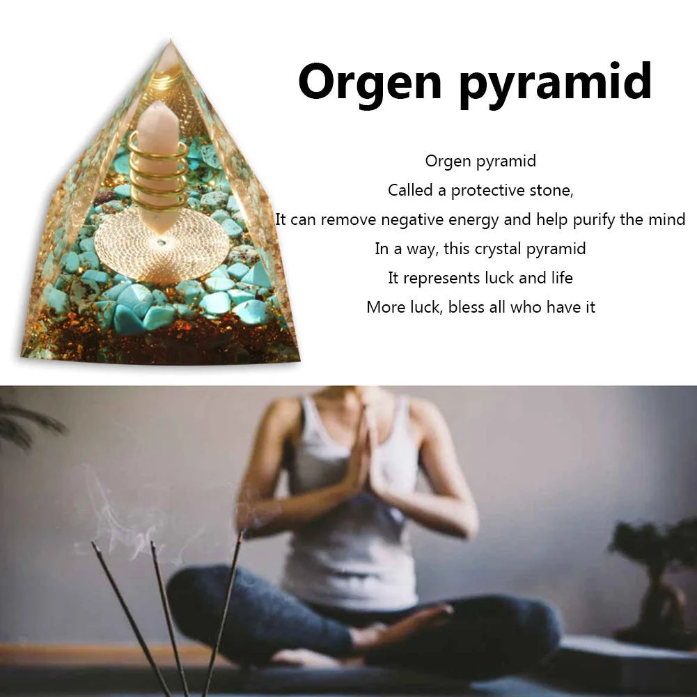 Natural Crystal Energy Stone Orgen Pyramid Decoration Pyramids Handmade Art Carfts Christmas Gifts Ornaments for Yoga Meditation