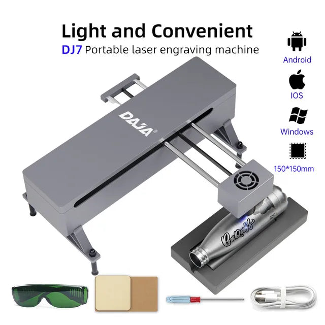 New DAJA DJ7 Laser Engraver CNC 5W Portable DIY Engraving Machine for Painted Metal Leather Wood Glass Plastic Pape Engraving