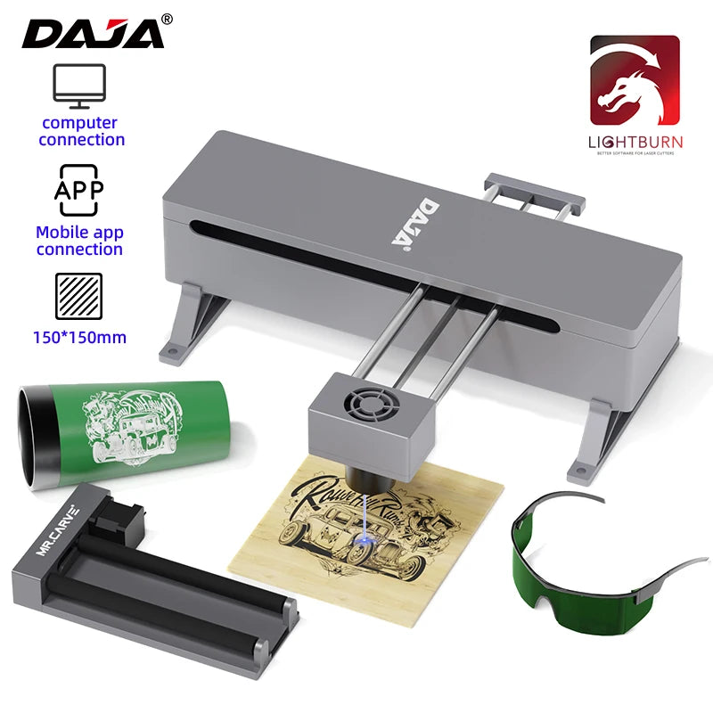 New DAJA DJ7 Laser Engraver CNC 5W Portable DIY Engraving Machine for Painted Metal Leather Wood Glass Plastic Pape Engraving