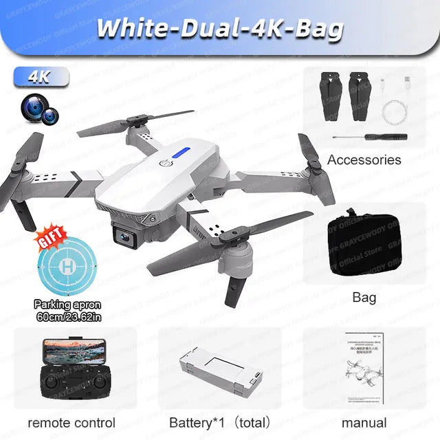 New E88Pro RC Drone 4K Professinal With 1080P Wide Angle Dual HD Camera Foldable RC Helicopter WIFI FPV Height Hold Apron Sell