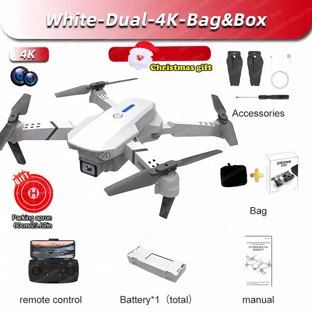 New E88Pro RC Drone 4K Professinal With 1080P Wide Angle Dual HD Camera Foldable RC Helicopter WIFI FPV Height Hold Apron Sell