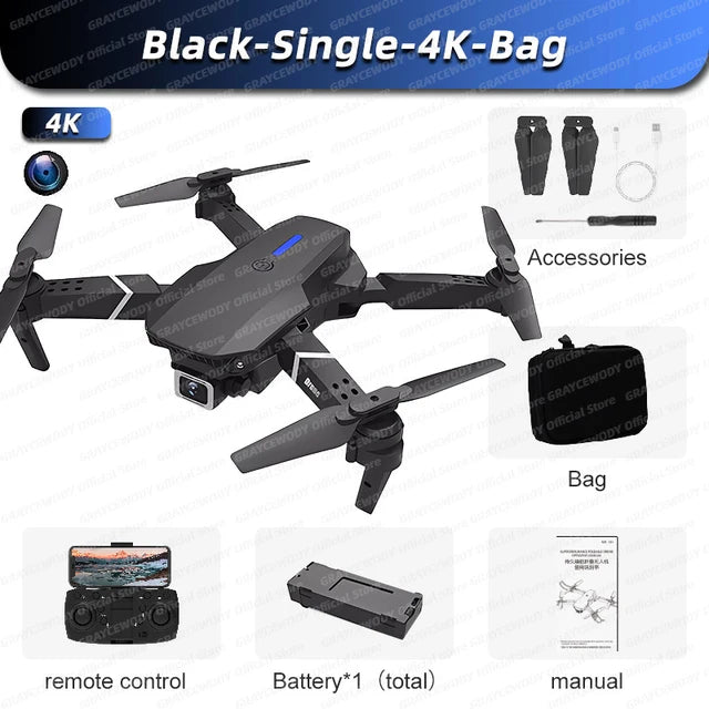 New E88Pro RC Drone 4K Professinal With 1080P Wide Angle Dual HD Camera Foldable RC Helicopter WIFI FPV Height Hold Apron Sell