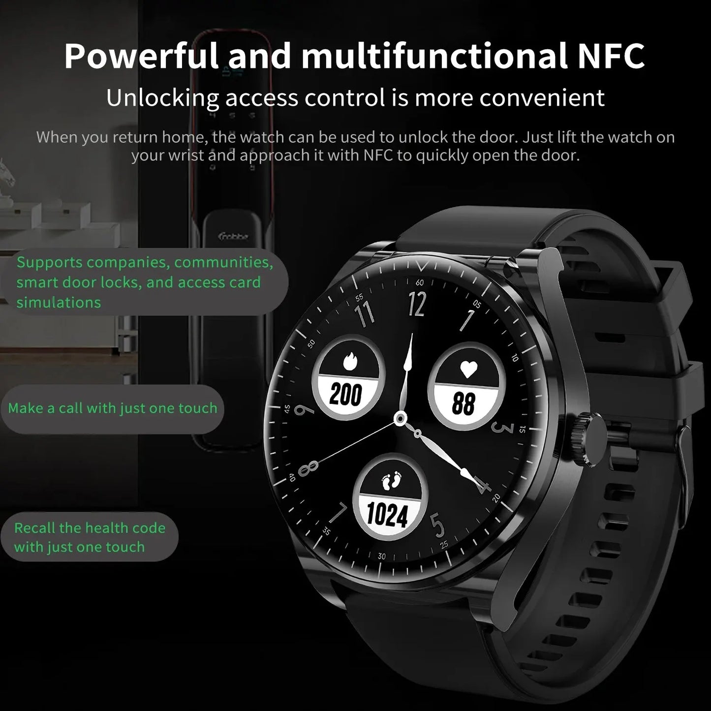 New TWS Earphone Smart Watch NFC Function Fitness Tracker Sports Smartwatch Health Monitoring Bluetooth Wireless Headset Watches