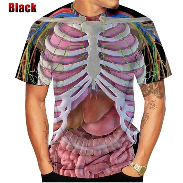 New Unxsex Educational Augmented Reality T-Shirt For Anatomy 3D Printed O Neck Short-Sleeved Tshirt Funny Halloween Men T Shirt