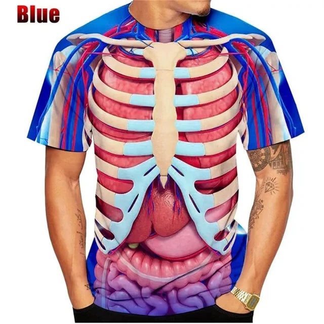 New Unxsex Educational Augmented Reality T-Shirt For Anatomy 3D Printed O Neck Short-Sleeved Tshirt Funny Halloween Men T Shirt