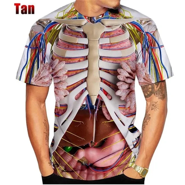 New Unxsex Educational Augmented Reality T-Shirt For Anatomy 3D Printed O Neck Short-Sleeved Tshirt Funny Halloween Men T Shirt