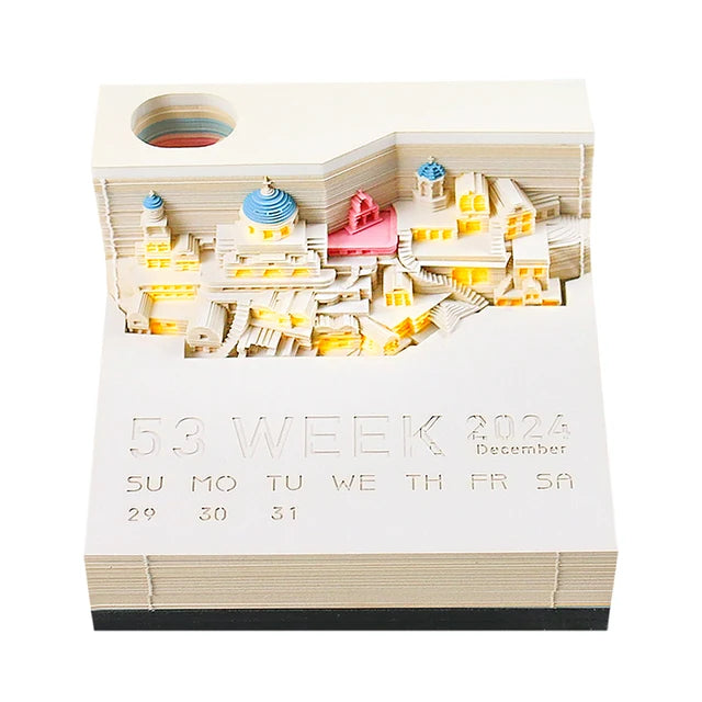 Omoshiroi Block 3D Notepad 3D Art Calendar 2024 Panda Memo Pad Kawaii 3D Sticky Note Blocks 3D Note Paper Carving Model Gift