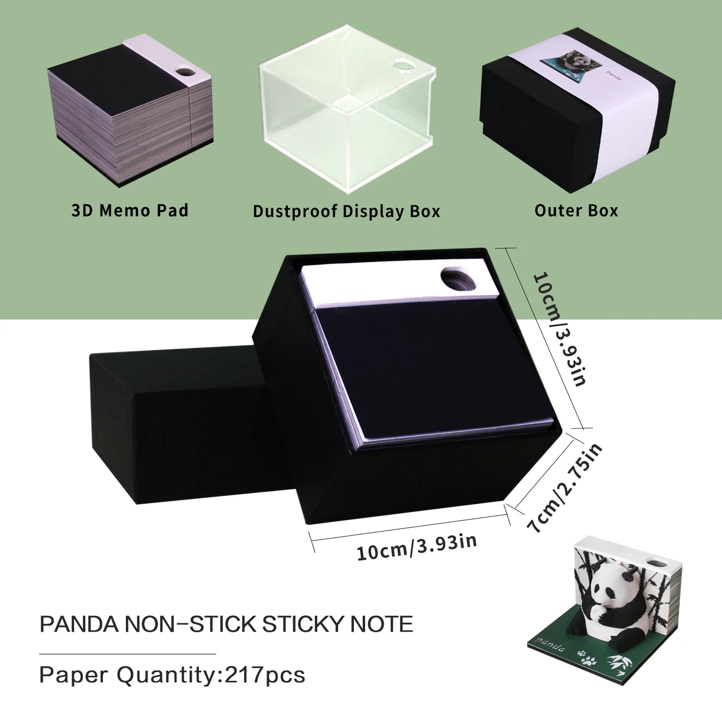 Omoshiroi Block 3D Notepad 3D Art Calendar 2024 Panda Memo Pad Kawaii 3D Sticky Note Blocks 3D Note Paper Carving Model Gift