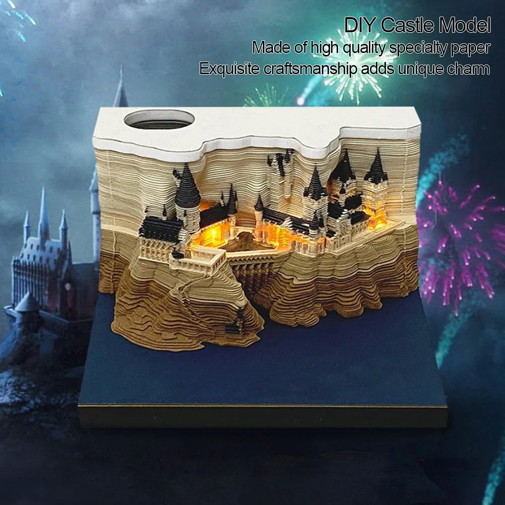 Omoshiroi Magic Castle 3D Notepad 2024 Calendar Memo Pad Block Notes Hary Design Note Paper Stationery Accessories Novelty Gift