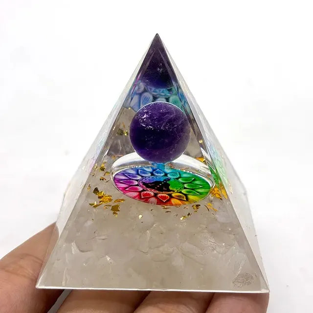 Orgonite Pyramid Stone And Crystals Energy Amethyst Reiki Chakra Multiplier Meditation Craft Trinket Home Decoration Gifts