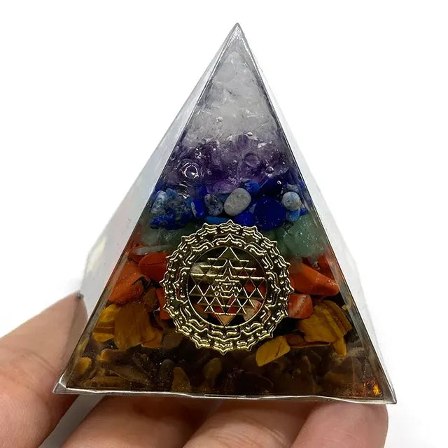 Orgonite Pyramid Stone And Crystals Energy Amethyst Reiki Chakra Multiplier Meditation Craft Trinket Home Decoration Gifts