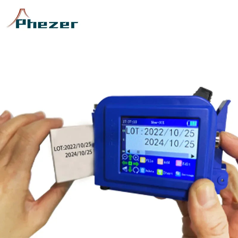 Phezer PC11Plus 12.7/25.4mm Mini Portable Printer QR Bar Batch Code Date Number Logo Expiry Date Handheld Inkjet Printer Label