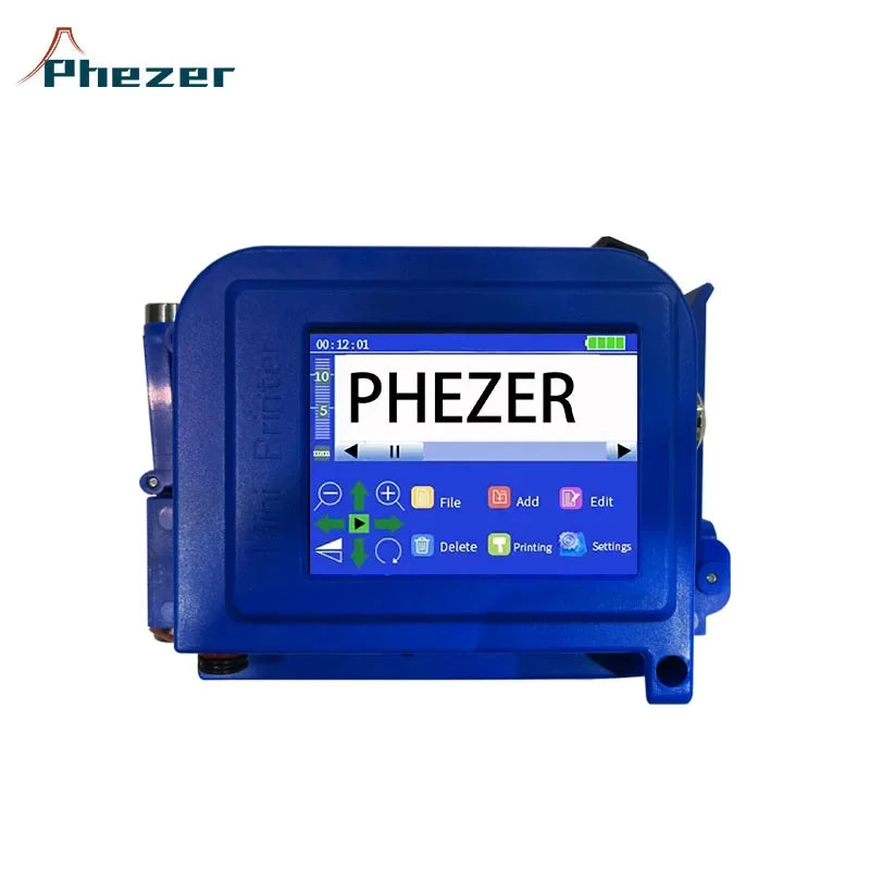 Phezer PC11Plus 12.7/25.4mm Mini Portable Printer QR Bar Batch Code Date Number Logo Expiry Date Handheld Inkjet Printer Label