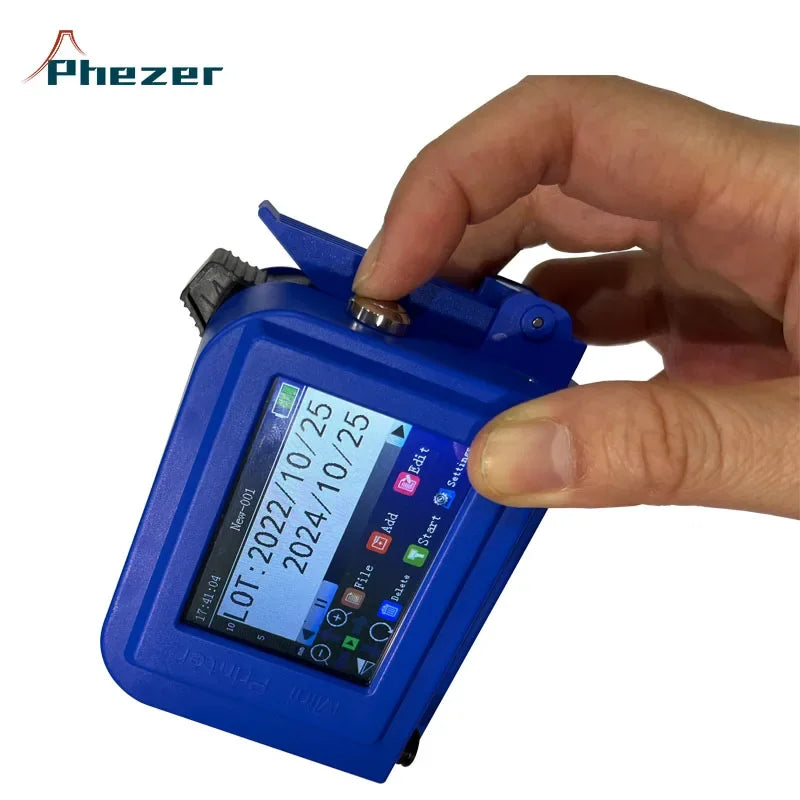 Phezer PC11Plus 12.7/25.4mm Mini Portable Printer QR Bar Batch Code Date Number Logo Expiry Date Handheld Inkjet Printer Label