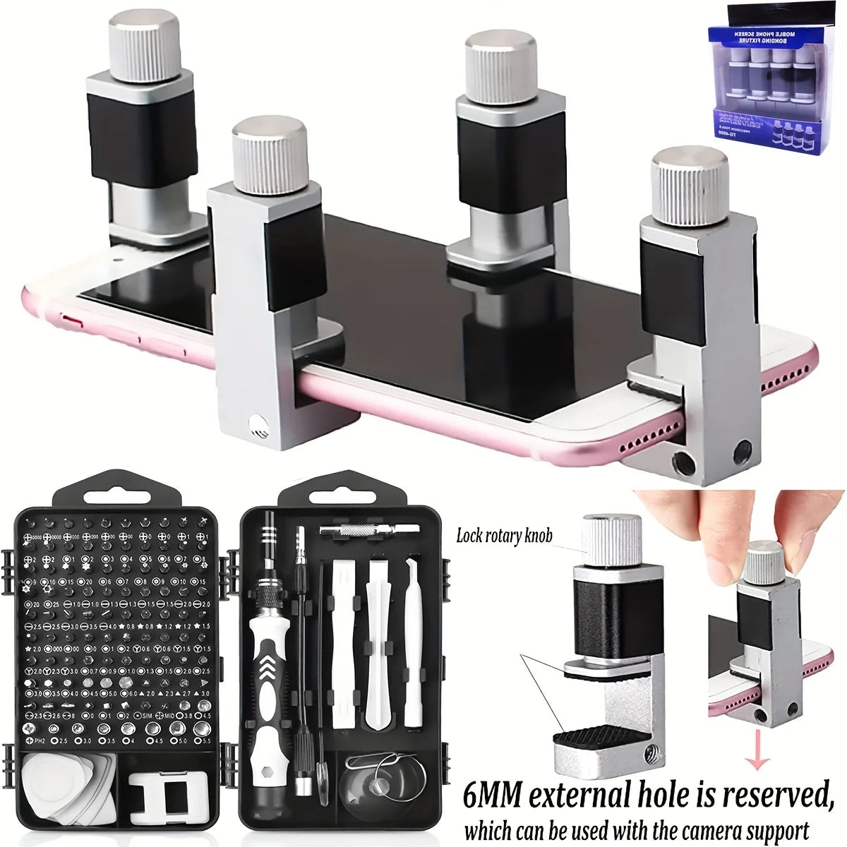 Phone Repair Clamps,Screen Clamps Securing Clip Tools 117 in 1 Precision Screwdriver Set Electronic Repair Tool Kit for