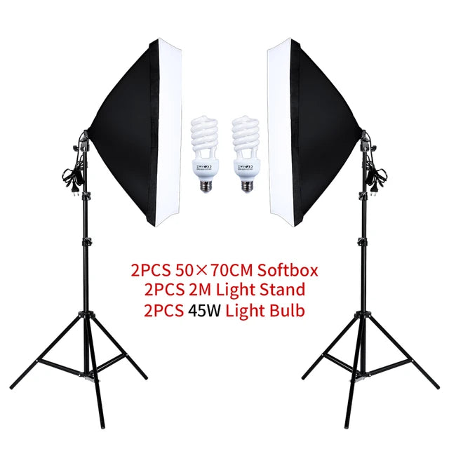 Photography Studio Softbox Lighting Kit Arm for Video & YouTube Continuous Lighting Professional Lighting Set Photo Studio