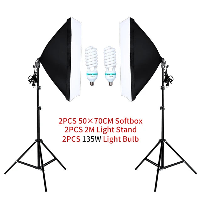 Photography Studio Softbox Lighting Kit Arm for Video & YouTube Continuous Lighting Professional Lighting Set Photo Studio