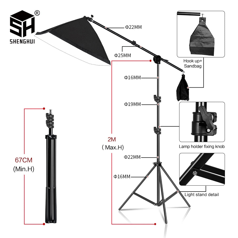 Photography Studio Softbox Lighting Kit Arm for Video & YouTube Continuous Lighting Professional Lighting Set Photo Studio